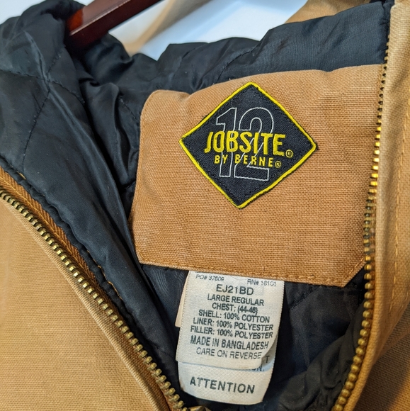 Distressed Berne Brown Tan Canvas Quilted Lined Hooded Kacket- Size Large EJ21BD - Picture 4 of 8